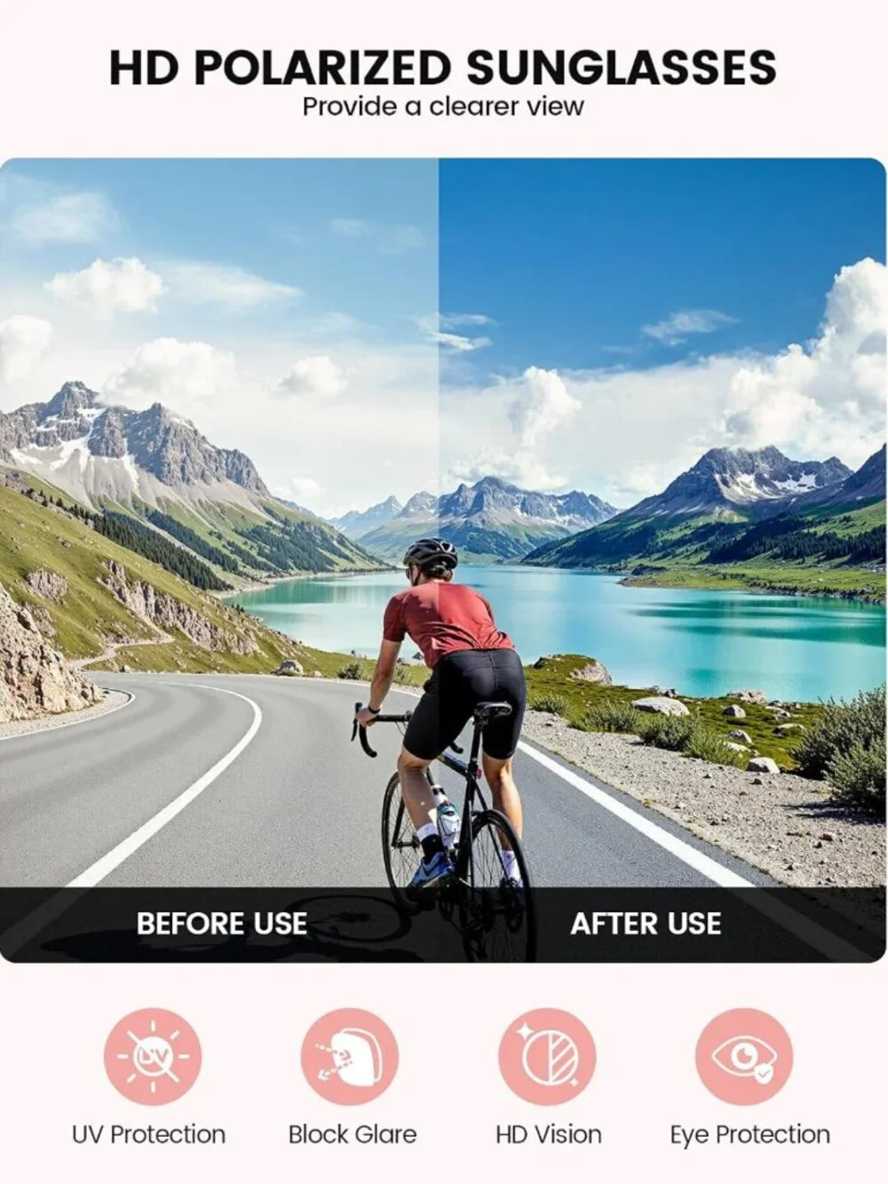 Polarized Sports Sunglasses for Men & Women - UV400 Protection for Outdoor